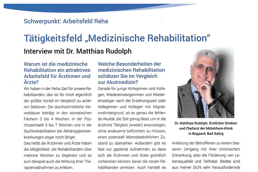 Bildausschnitt des Interviews der Bundesarbeitsgemeinschaft für Rehabilitation mit Dr. Matthias Rudolph