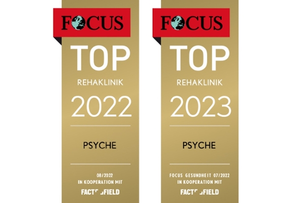 Das Focus-Siegel aus Deutschlands größtem Reha-Klinik-Vergleich für die Indikation Psyche 2022 und 2023